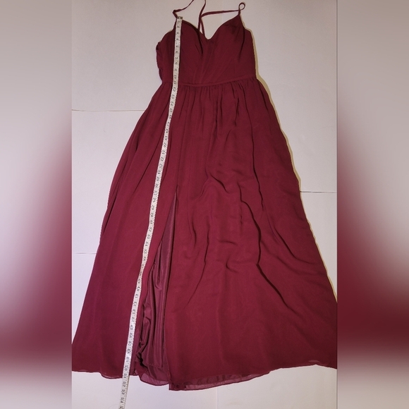 Azazie Cora Style Burgundy A line Pleated Chiffon Keyhole Bridesmaid/Prom Dress - Picture 6 of 14